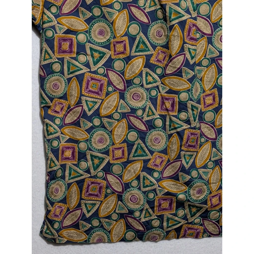 Claiborne Mens Short Sleeve‎ Button Down Shirt Geometric Print Blue Size M